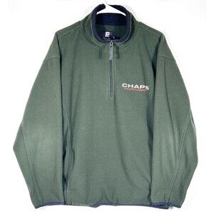 Vintage Chaps Ralph Lauren Fleece Green 1/4 Zip Pullover Sweater Men's Size Med